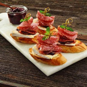 Pick Salami Crostini with Mixed Berry Compote