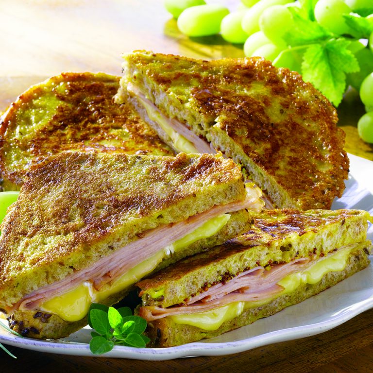 Savory French Toast Stuffed With Black Forest Ham And Brie Cheese ...